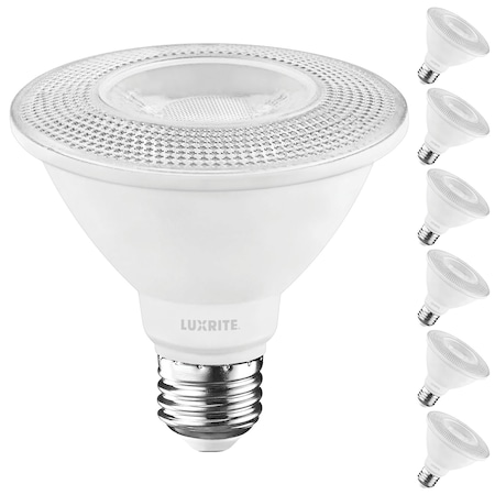 Luxrite PAR30 Short Neck LED Light Bulbs 11W 75W Equivalent 900LM 5000K Bright White E26 Base, 6PK LR31614-6PK